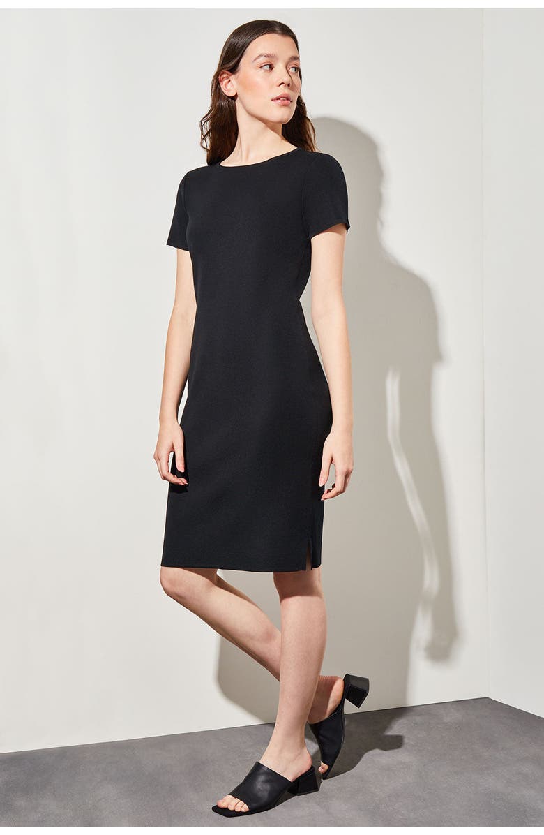 Ming Wang Short Sleeve Knit Dress, Alternate, color, Black