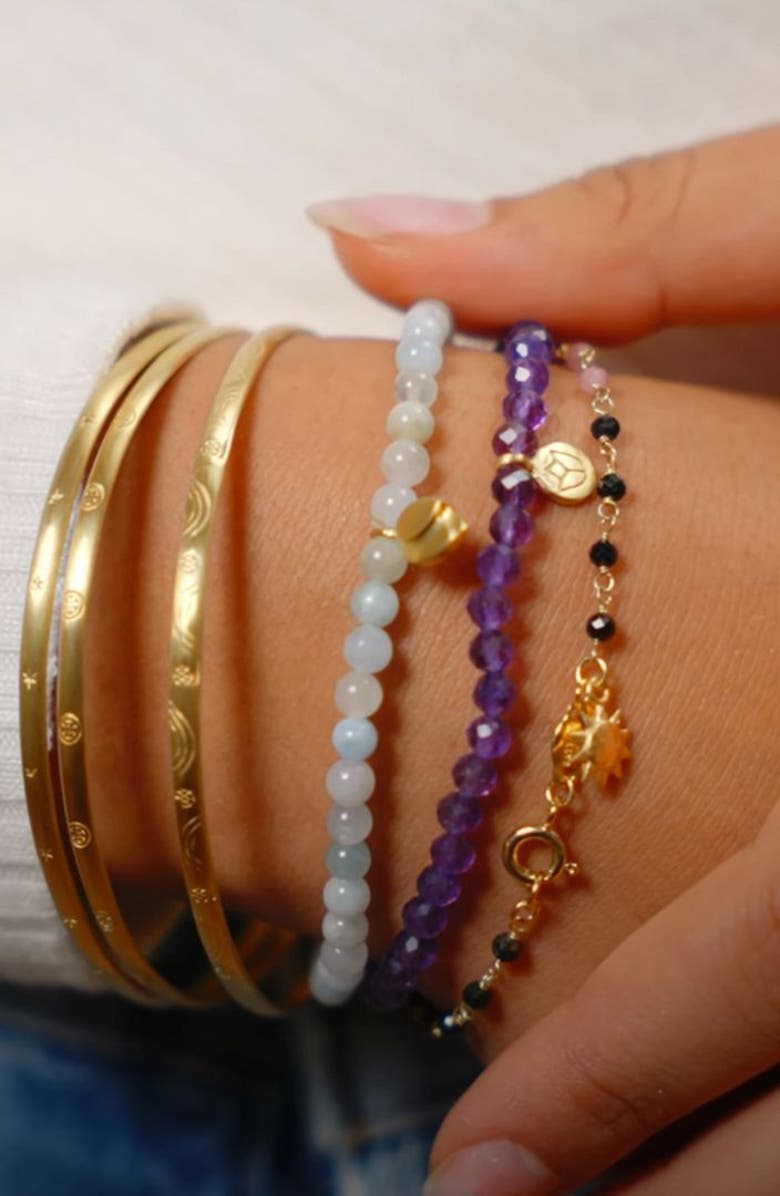 Satya Jewelry Tranquility Lotus Amethyst Gemstone Bracelet, Alternate, color, Purple