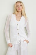 Caslon® Open Stitch V-Neck Cotton Cardigan