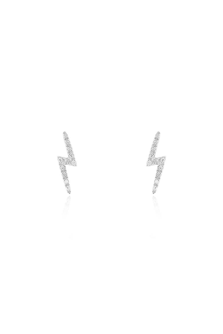 Diamond Lightning Bolt Stud Earrings, Alternate, color, White Gold