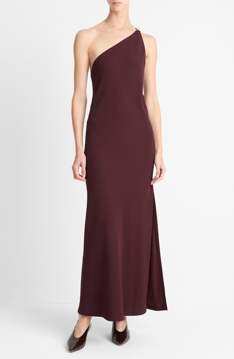 Vince One-Shoulder Slipdress, Main, color, Cherry Night