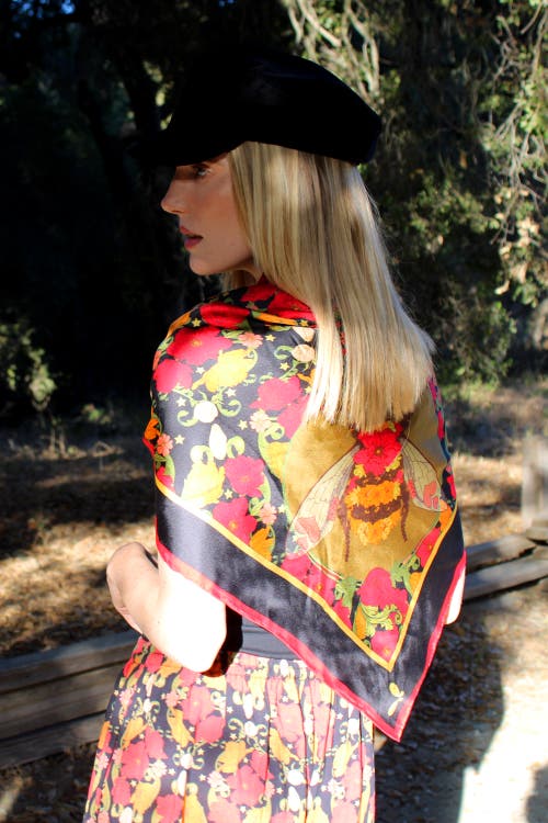 Henelle Large Silk Scarf In Night Bloom