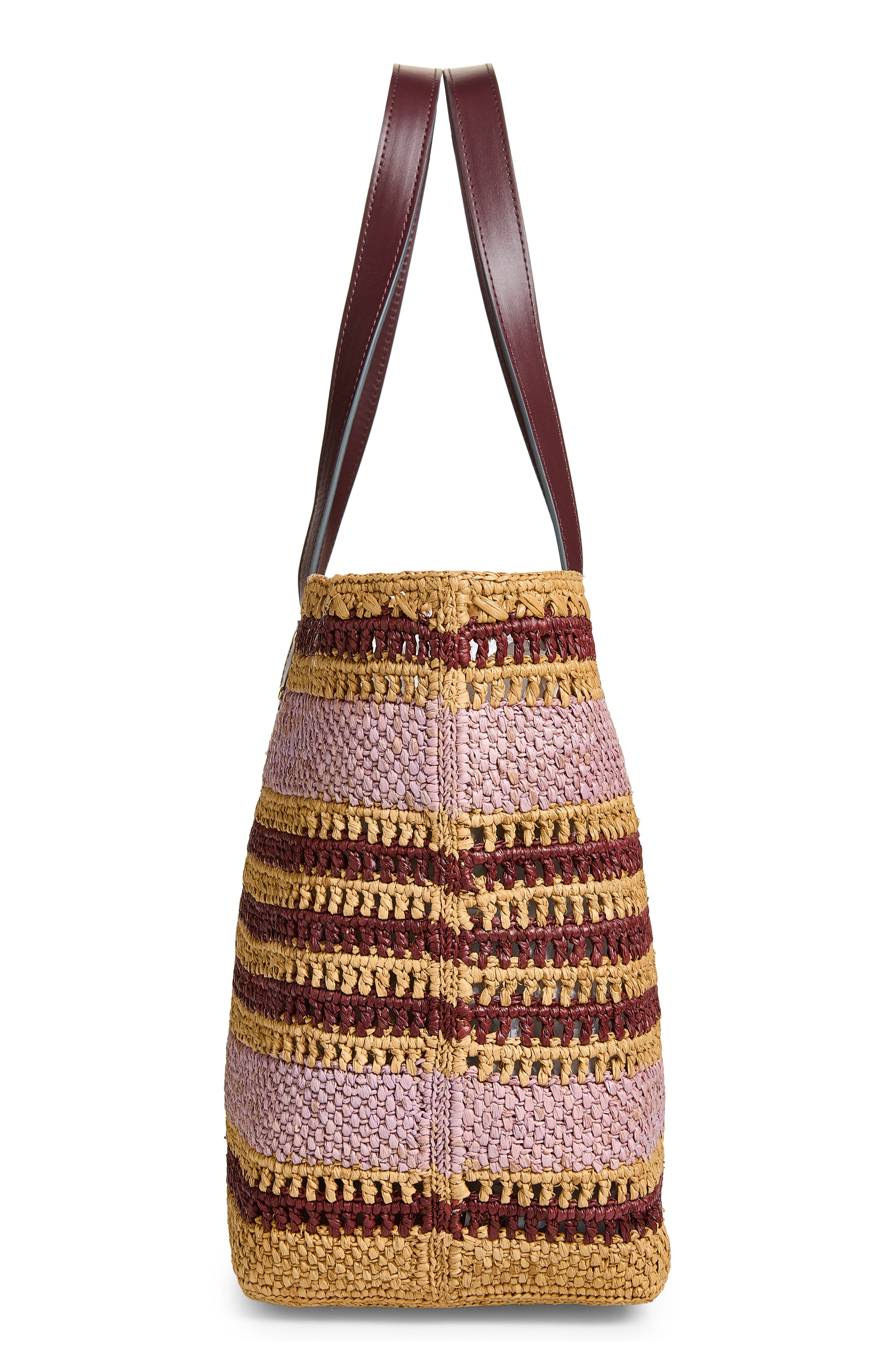 Stripe Raffia East/West Tote, Alternate, color, IRIS