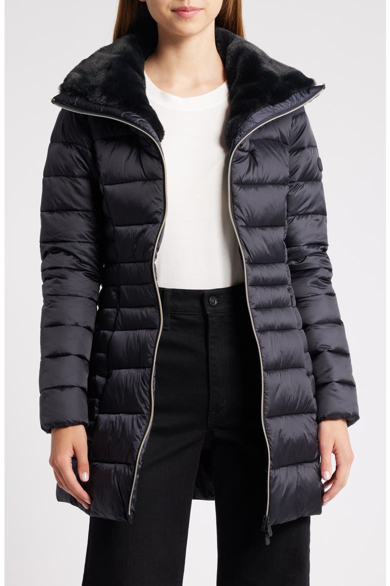Caroline Water Resistant Coat with Faux Fur Lining, Alternate, color, BLACK