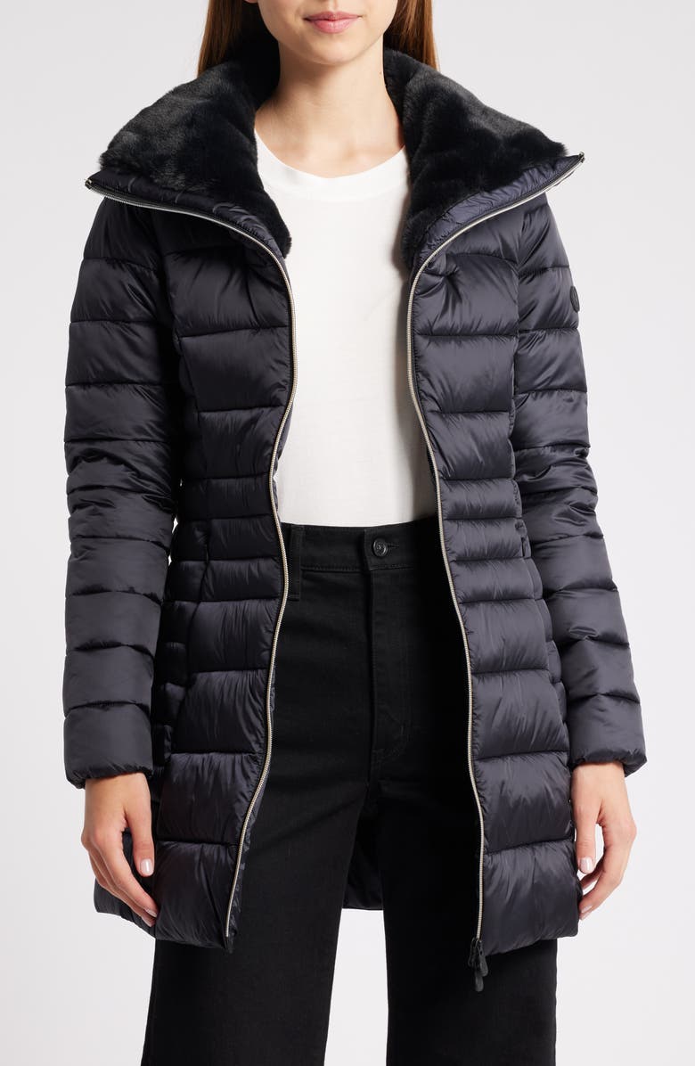 Save The Duck Caroline Water Resistant Coat with Faux Fur Lining, Alternate, color, 