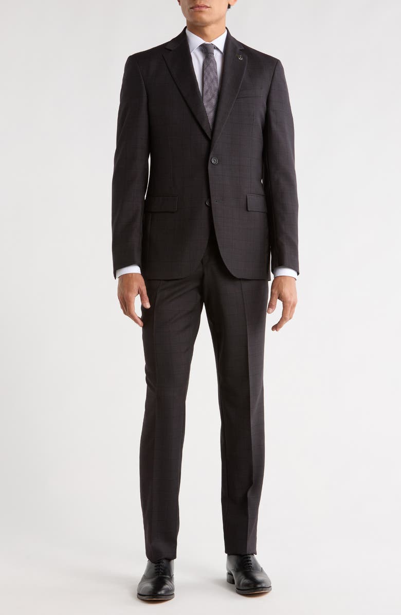 No Ordinary Joe by Ted Baker Jake Purple Grid Wool Suit, Main, color, 