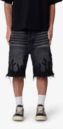 mnml Flame Rip & Repair Denim Shorts