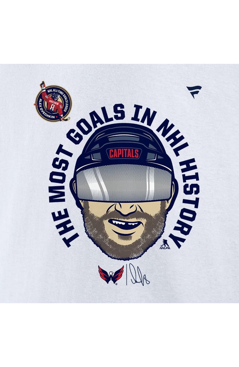 FANATICS Men's Fanatics Alexander Ovechkin White Washington Capitals NHL All-Time Leading Goal Scorer GR8 Caricature Fleece Pullover Sweatshirt, Alternate, color, White
