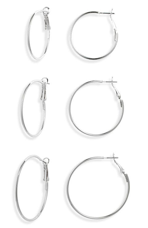 Set of 3 Thin Hoop Earrings