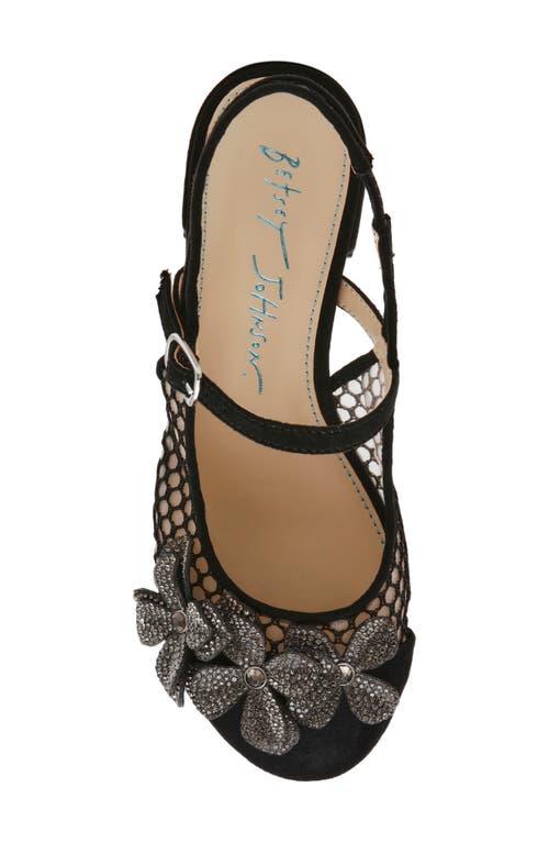Betsey Johnson Little And Big Girls Sofya Mesh Flats With Flowers In Black