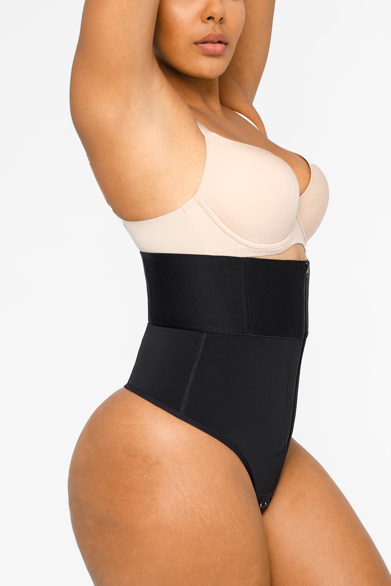 High-Rise Body Sculpting Thong, Alternate, color, Onyx Black