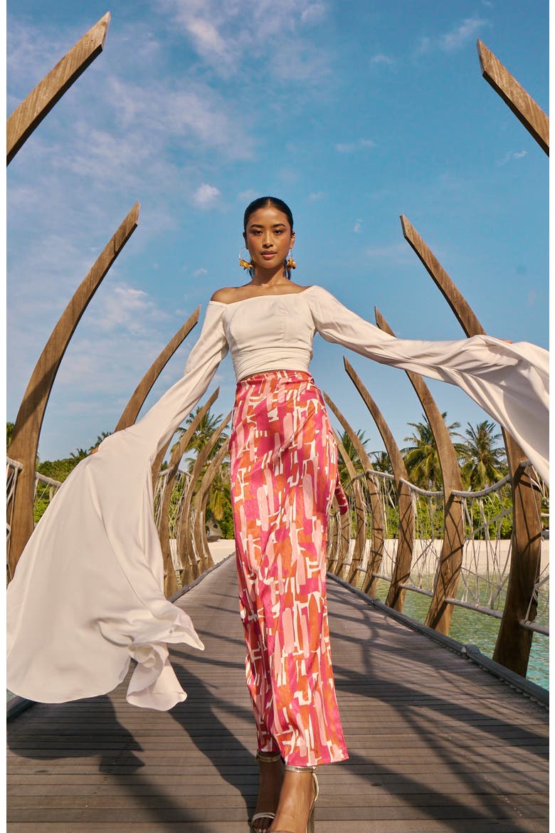 Seur Atoll Print Wrap Skirt, Alternate, color, PINK