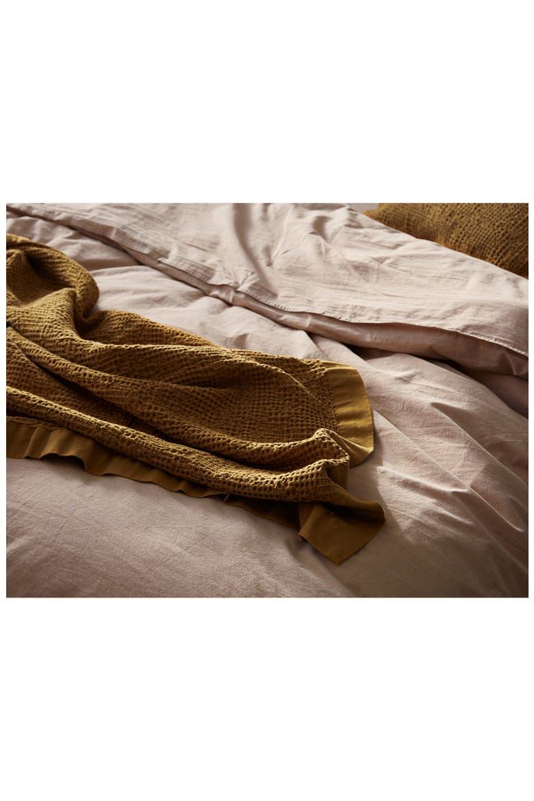 Crinkled Organic Cotton Percale Duvet Cover, Alternate, color, HAZEL CHAMBRAY