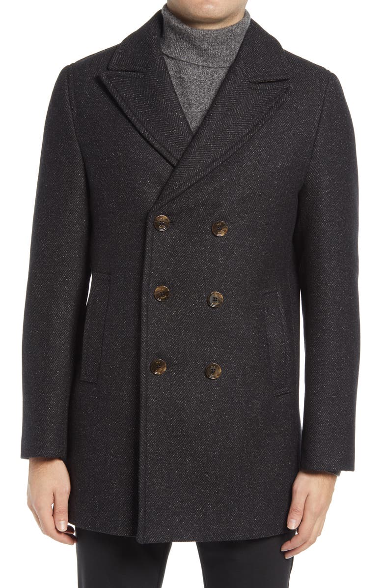 Ted Baker London Loch Herringbone Peacoat, Alternate, color, 