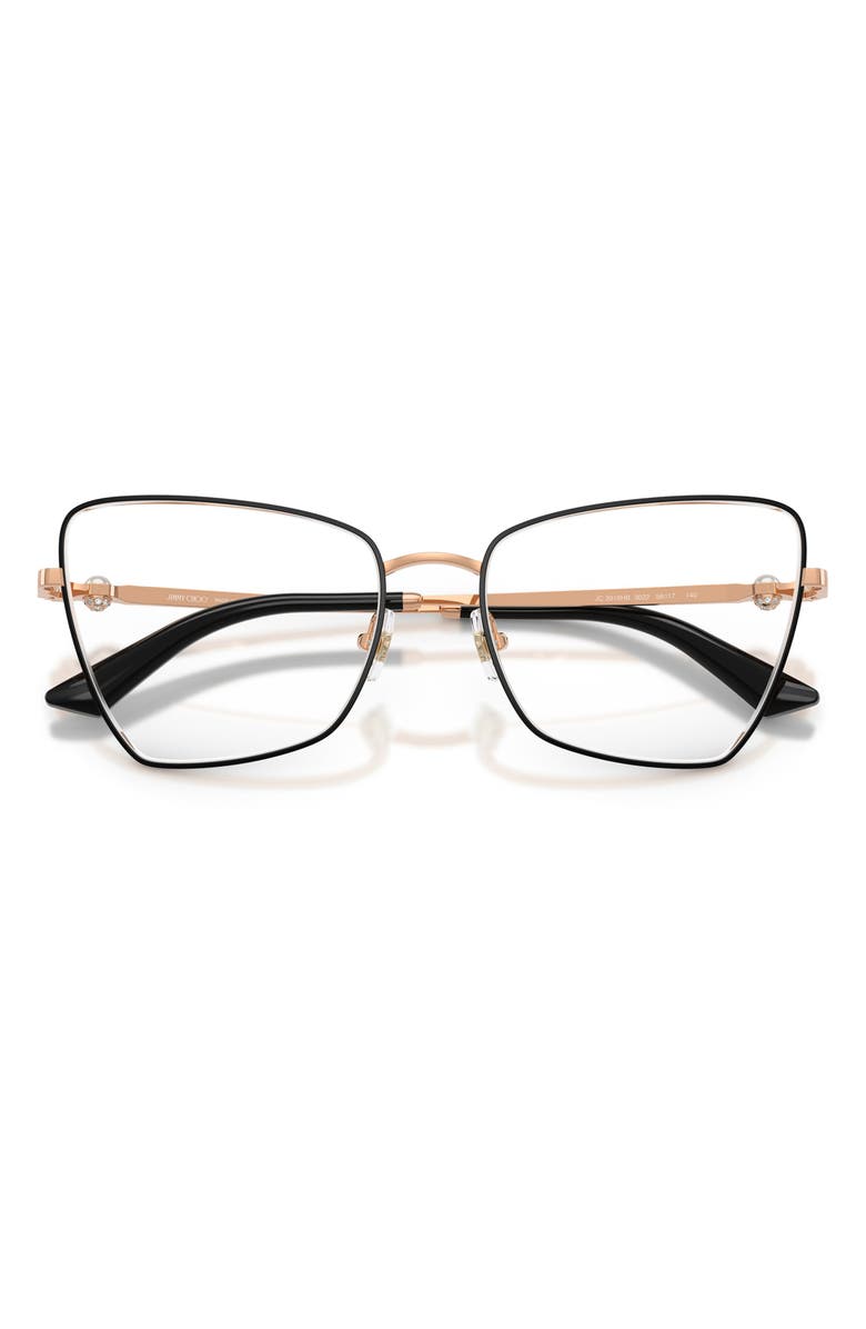Jimmy Choo 56mm Irregular Optical Glasses, Alternate, color, Rose Gold/ Black / Demo Lens