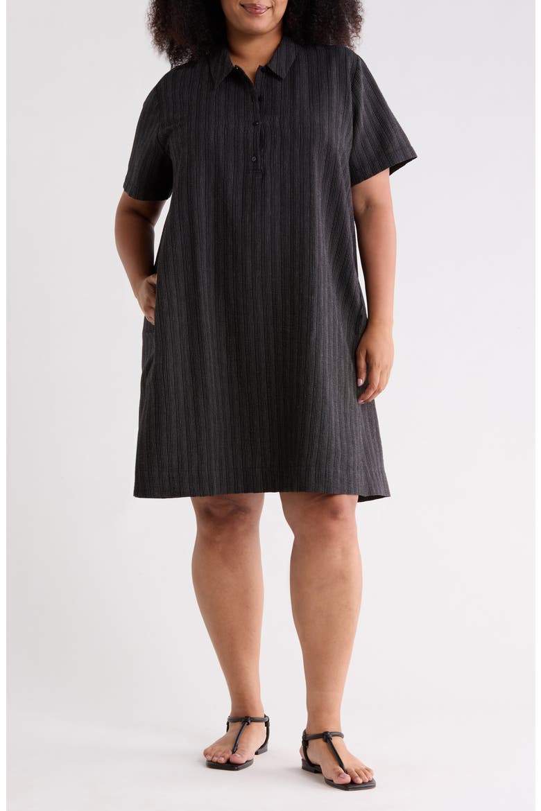 Pinstripe Shift Dress, Main, color, BLACK/ WHITE