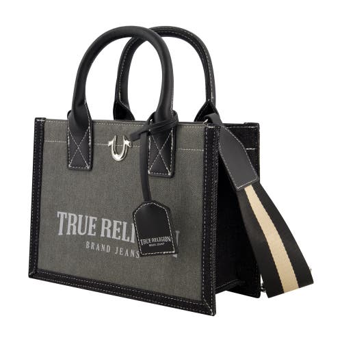 True Religion Modern Edge Denim Tote In Gray