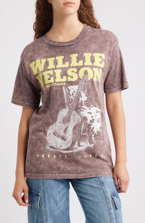 Daydreamer Willie Nelson Red Headed Stranger Cotton Graphic T-shirt In Purple