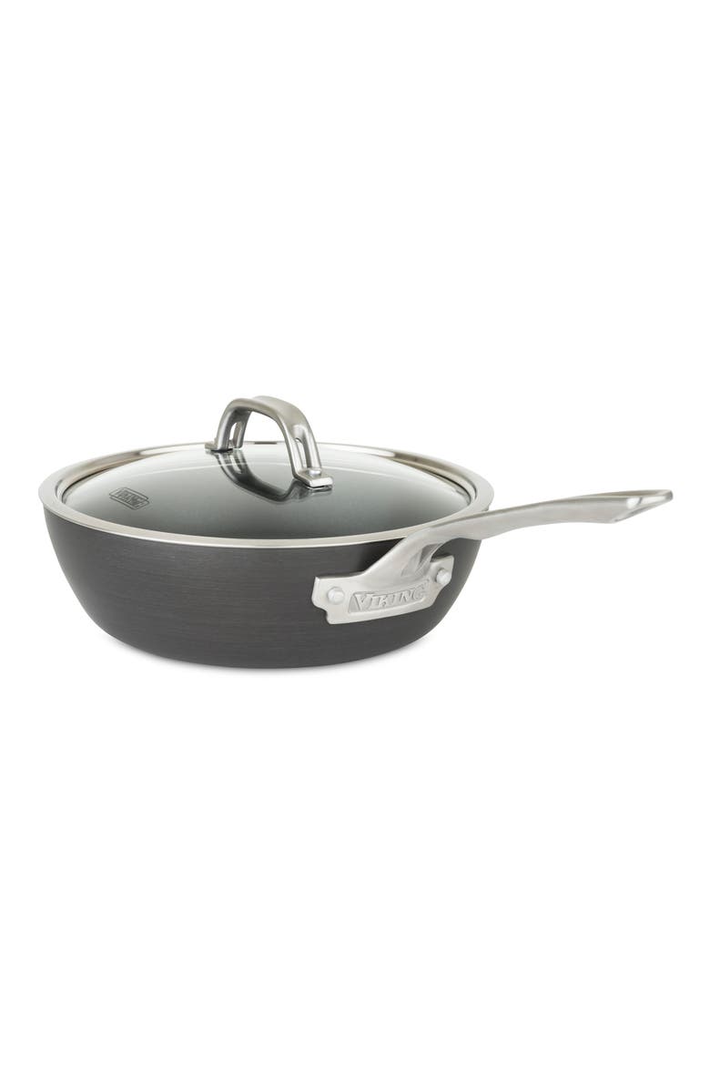 3-Quart Hard Anodized Nonstick Saucier with Lid, Main, color, DARK GREY