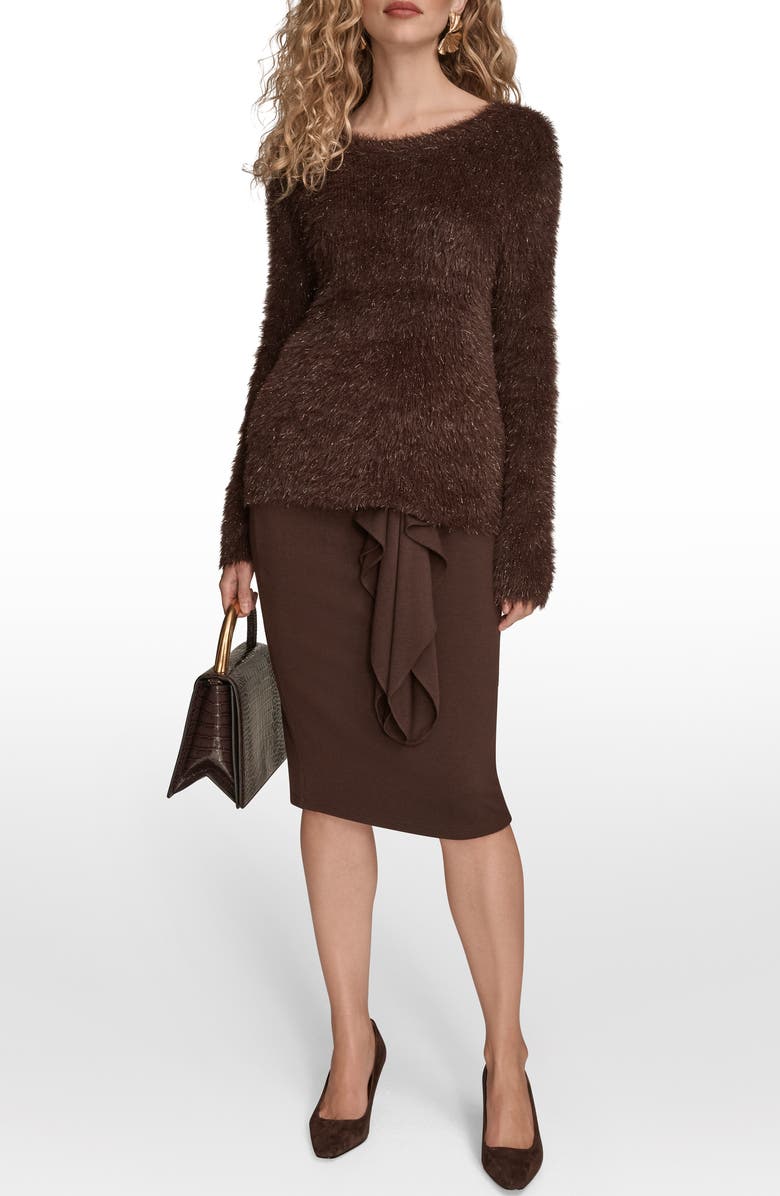 Donna Karan New York Metallic Eyelash Sweater, Alternate, color, Chocolate