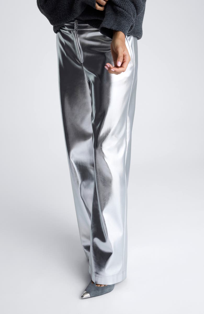 Kenneth Cole Metallic High Waist Wide Leg Pants, Alternate, color,
