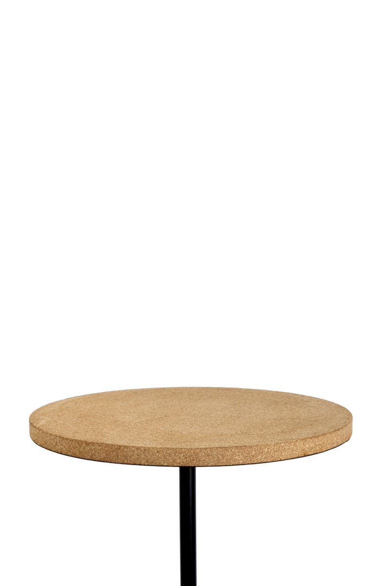 JONATHAN Y Calix Minimalist Round Pedestal End Table, Cork Iron Accent Drink Table for Living Room or Bedroom, Alternate, color, Light Brown