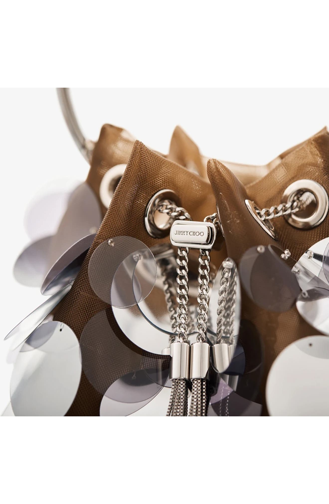 Jimmy Choo Bon Bon Paillette Drawstring Top Handle Pouch, Alternate, color, 