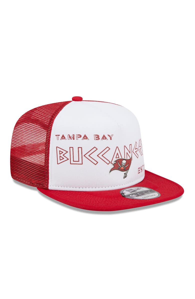 New Era Men's New Era White/Red Tampa Bay Buccaneers Banger 9FIFTY Trucker Snapback Hat, Alternate, color, White