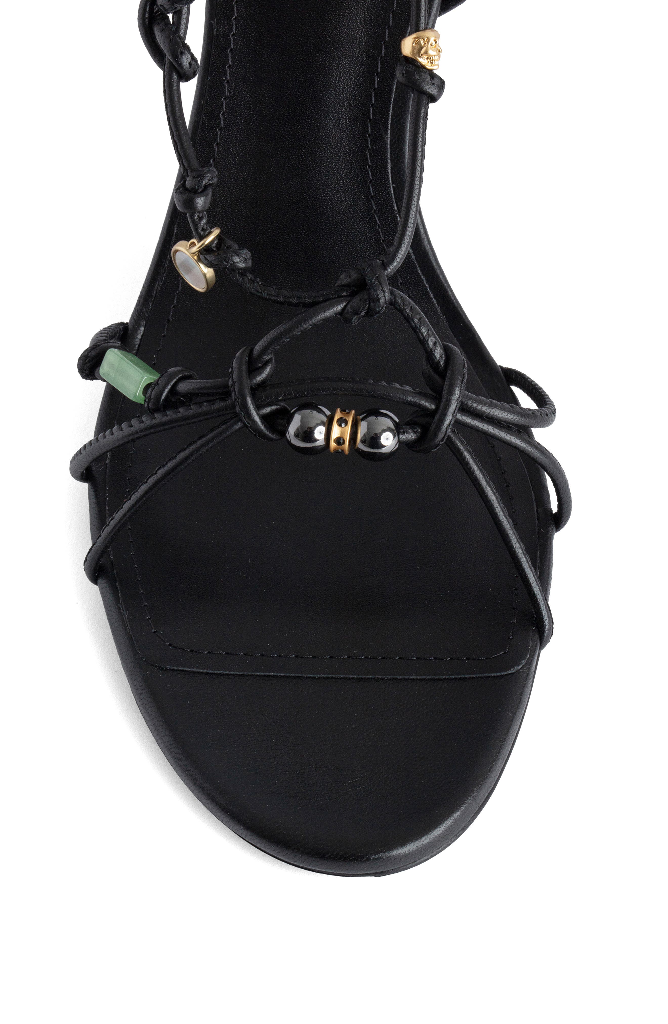 Zadig & Voltaire Alana Leather Ankle Strap Sandal, Alternate, color, Noir