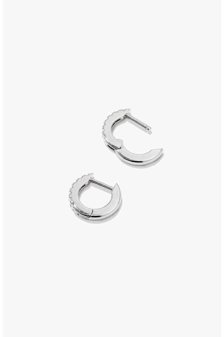 Pavé Lab Grown Sapphire Huggie Hoops, Alternate, color, Sterling Silver