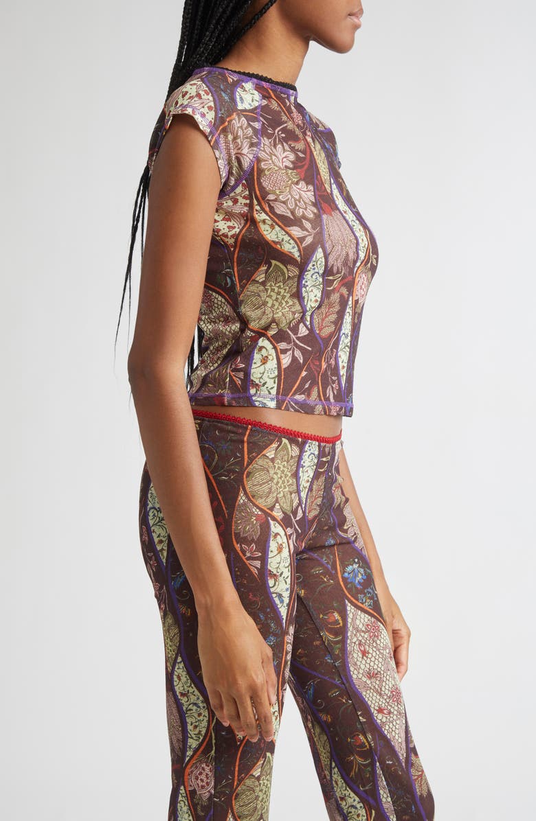 Siedrés Dora Floral Paisley Mesh Top, Alternate, color, Brown Multi