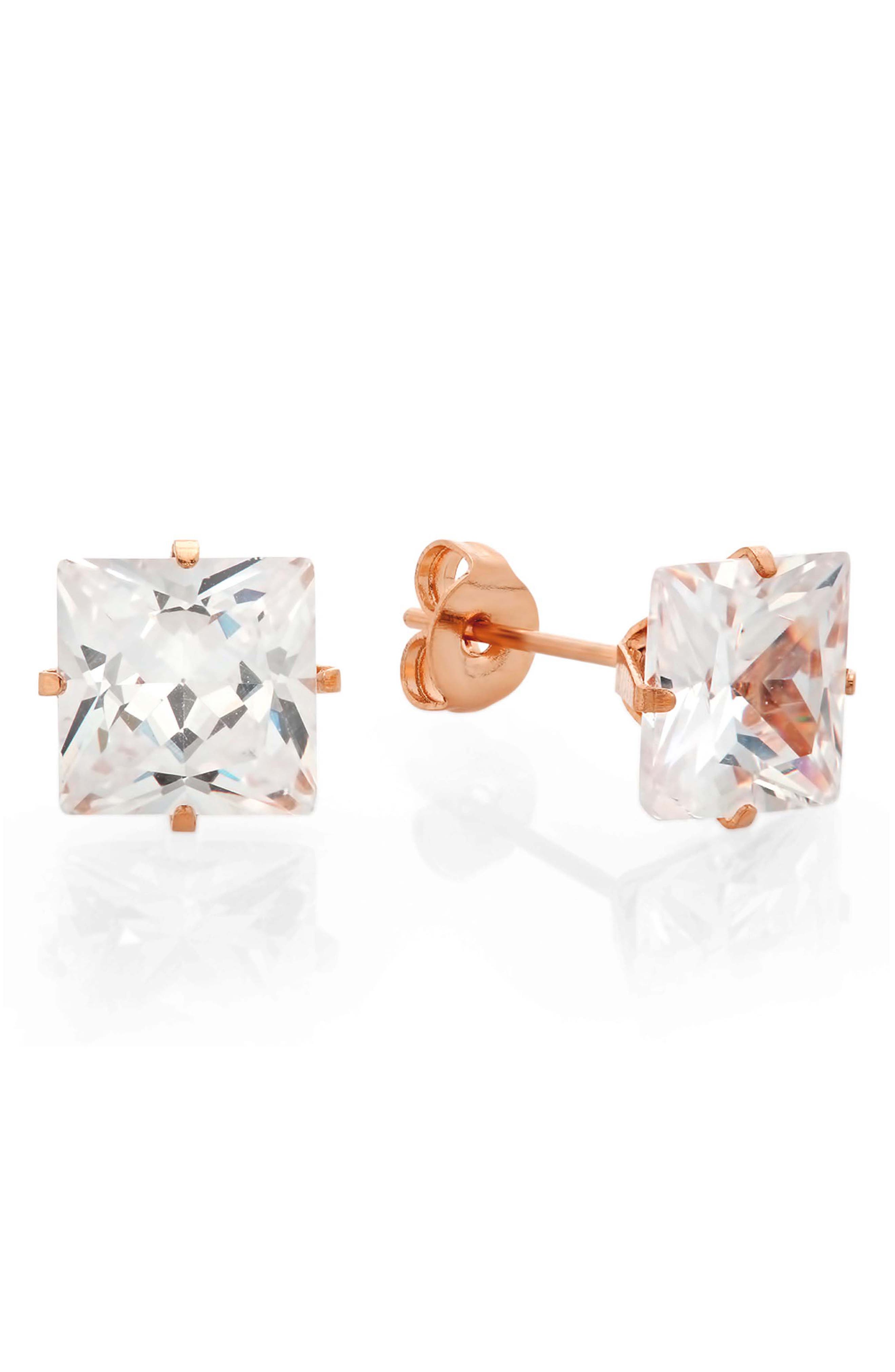 18k Rose Gold Plated Crystal Stud Earrings