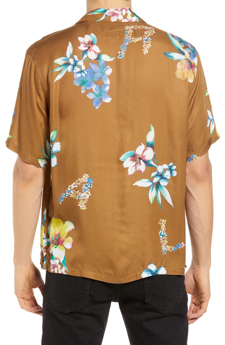 AllSaints Hana Floral Short Sleeve Button-Up Camp Shirt, Alternate, color, 