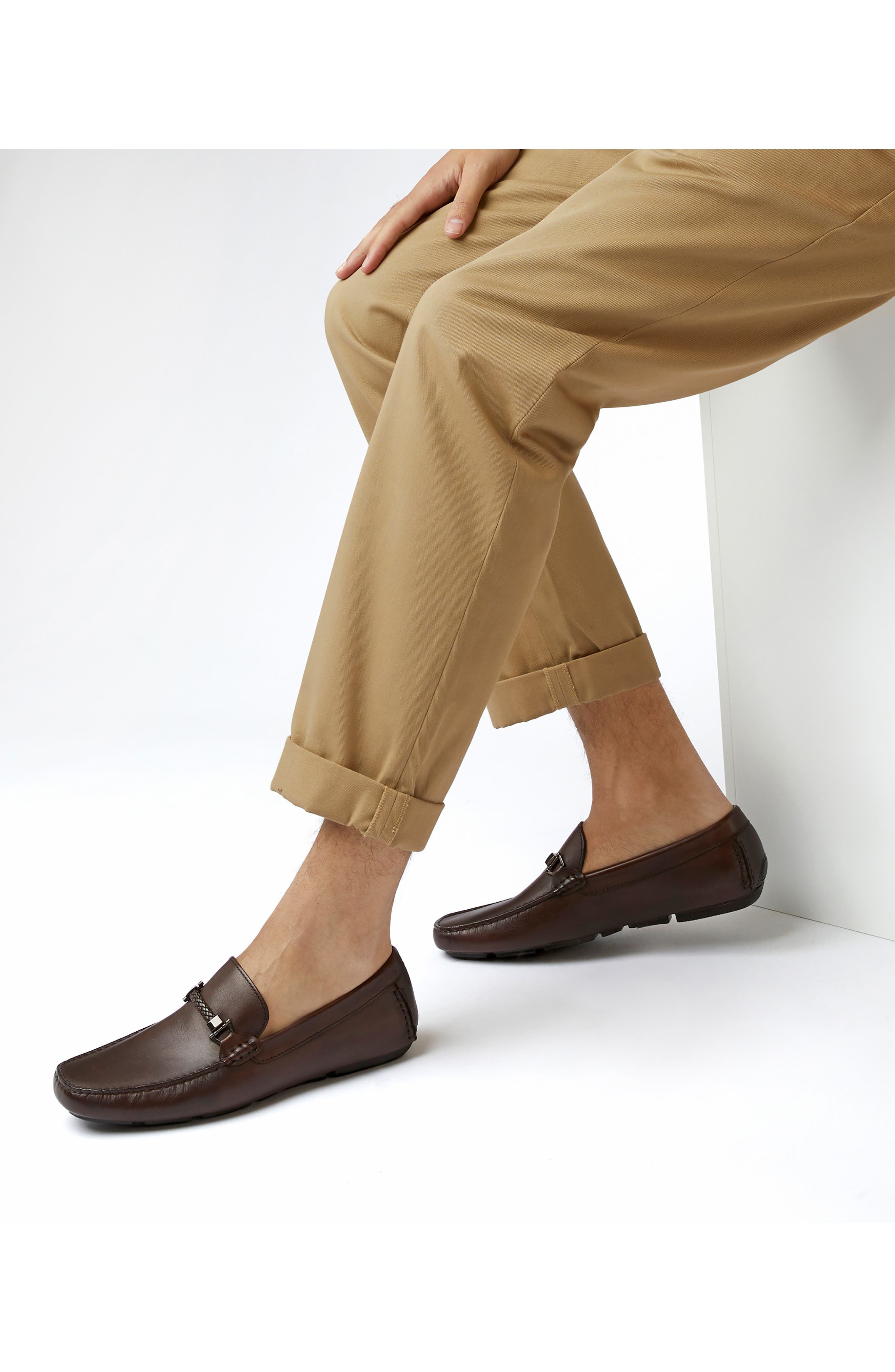 Dune London Beacons Braided Bit Driving Loafer, Alternate, color, Dark Brown