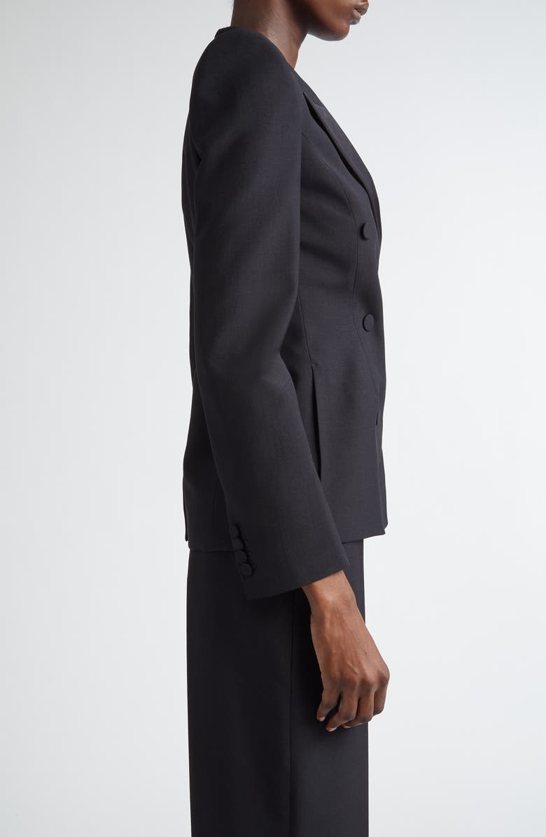 McQueen Stacked Shoulder Wool & Mohair Blazer, Alternate, color, Black