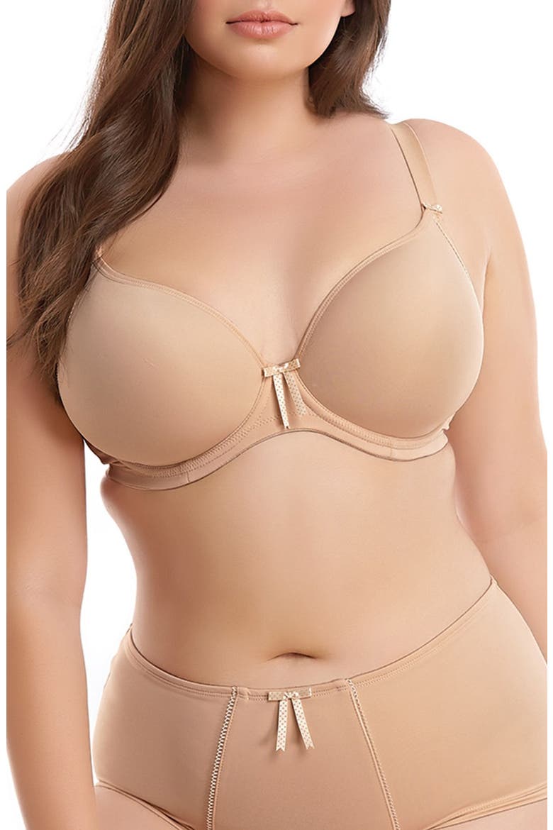 Bijou Full Figure Underwire Plunge Bra, Main, color, SAND