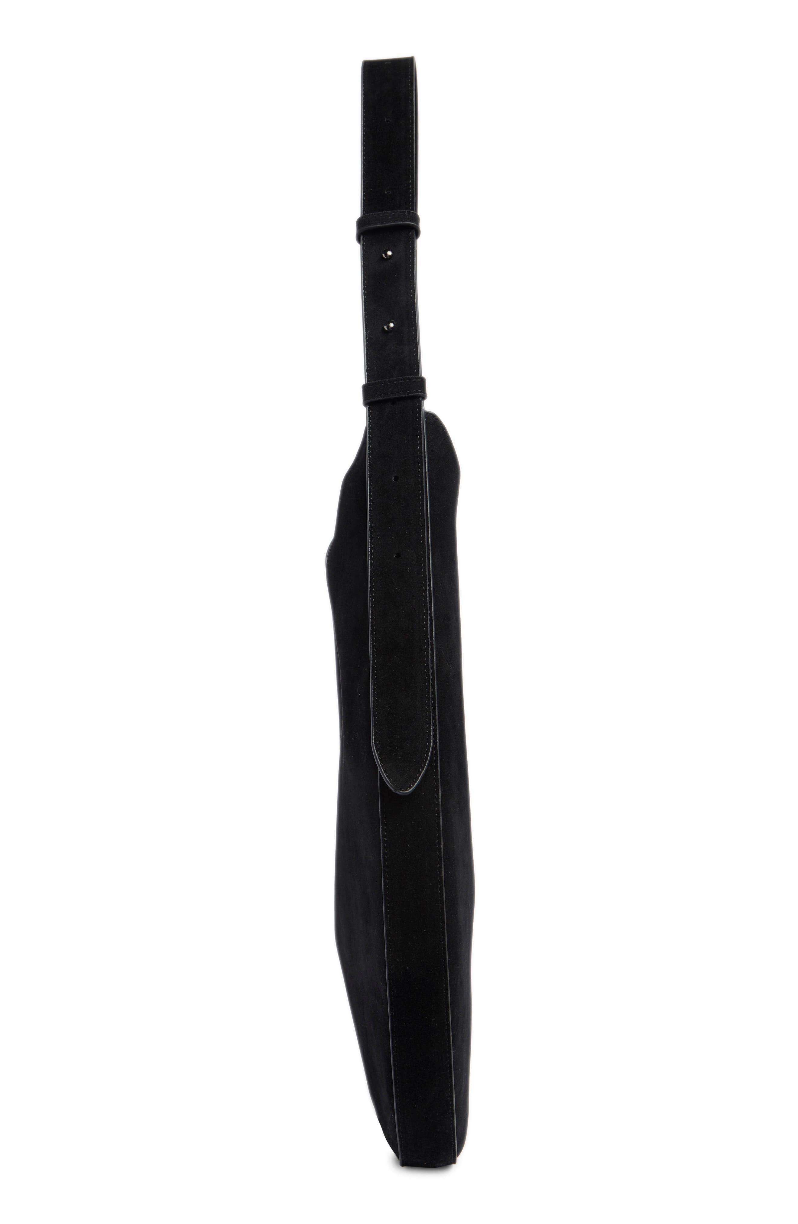 Hobo Faux Suede Shoulder Bag, Alternate, color, BLACK