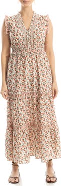 MAX STUDIO Smocked Fit & Flare Maxi Dress