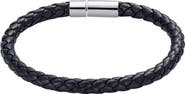 Adornia Men's Black Woven Faux Leather Bracelet