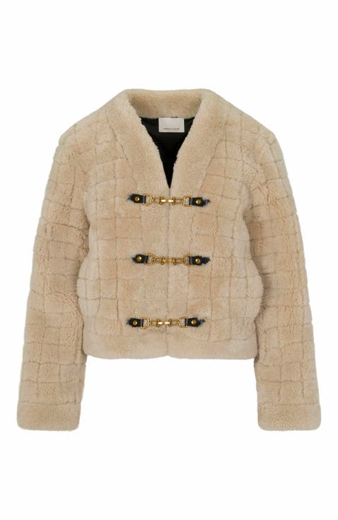Quilted Stitch Shearling Jacket
