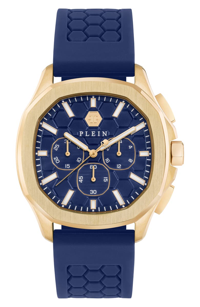 PHILIPP PLEIN Spectre Chronograph Silicone Strap Watch, 44mm, Main, color, 