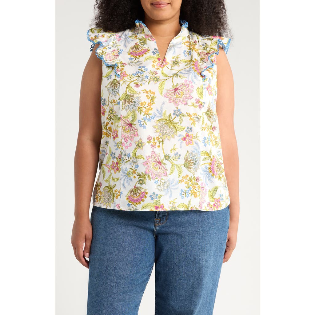 Sugarlips Pany Floral Rayen Rude Top In Pink Green Blue In Multi