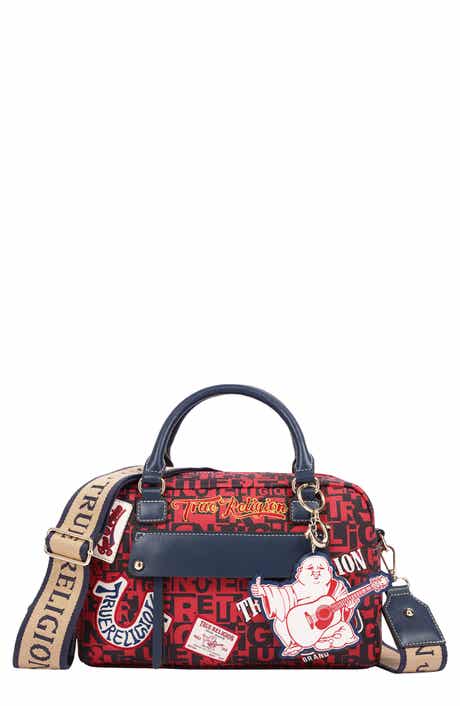 Multi Patch Graphic Faux Leather Satchel