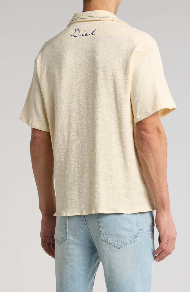 DIET STARTS MONDAY Cactus Floral Embroidered Camp Shirt, Alternate, color, Cream