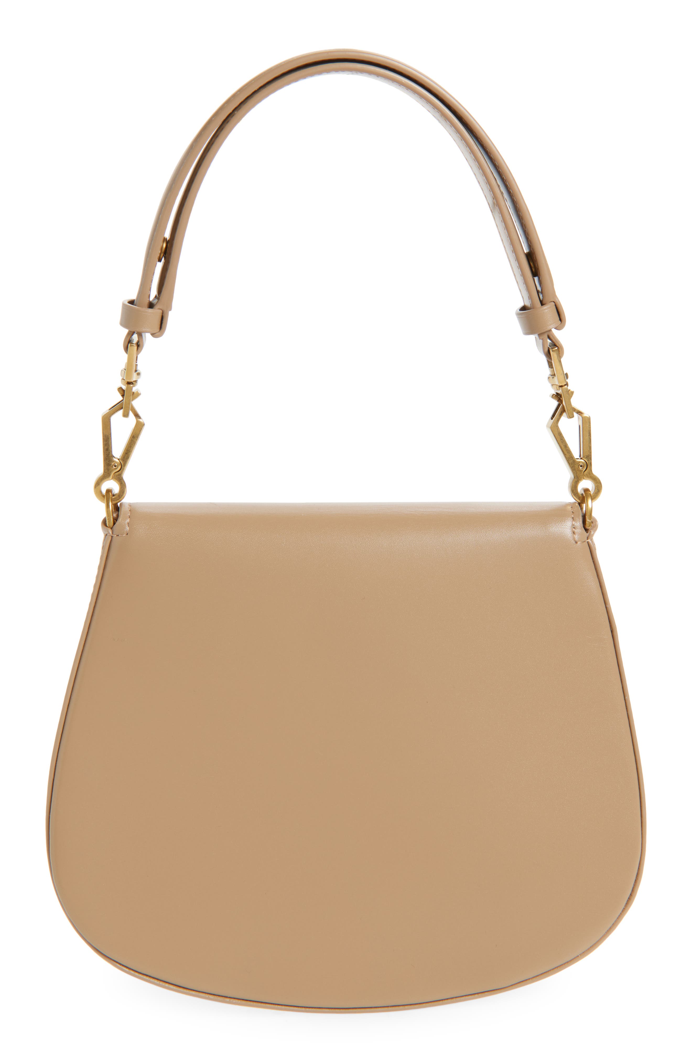 Saint Laurent Mini Voltaire Box Leather Top Handle Bag, Alternate, color, Toffee