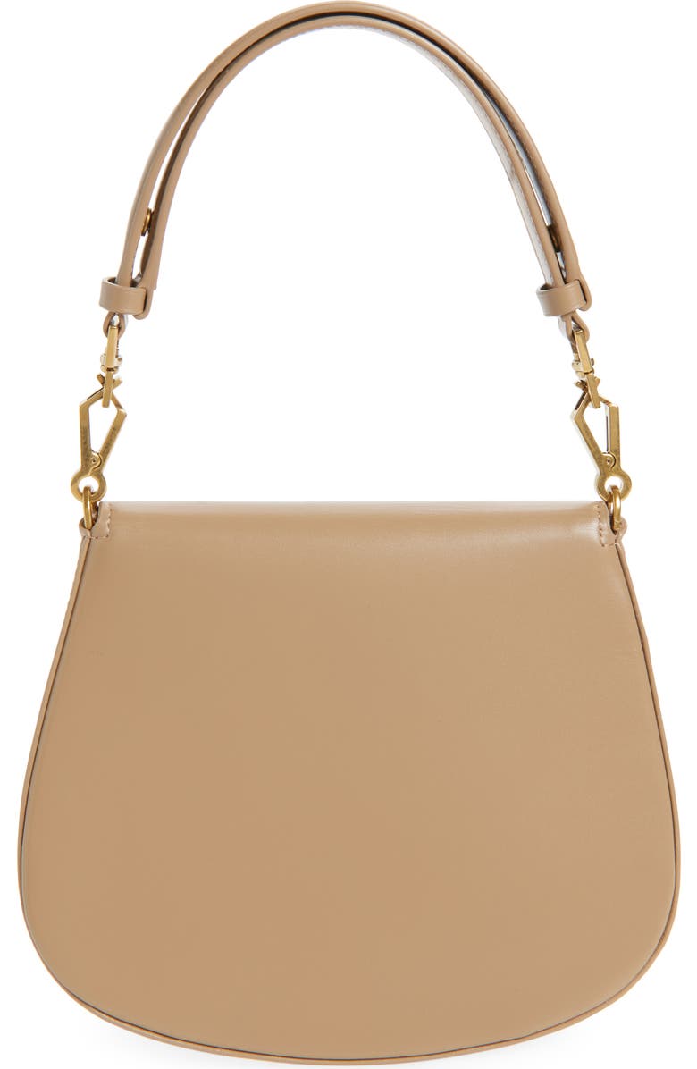 Saint Laurent Mini Voltaire Box Leather Top Handle Bag, Alternate, color, Toffee