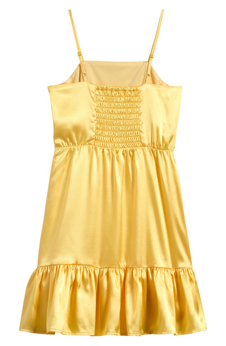 Ava & Yelly Kids' Ruffle Satin Party Dress, Alternate, color, Golden Yellow