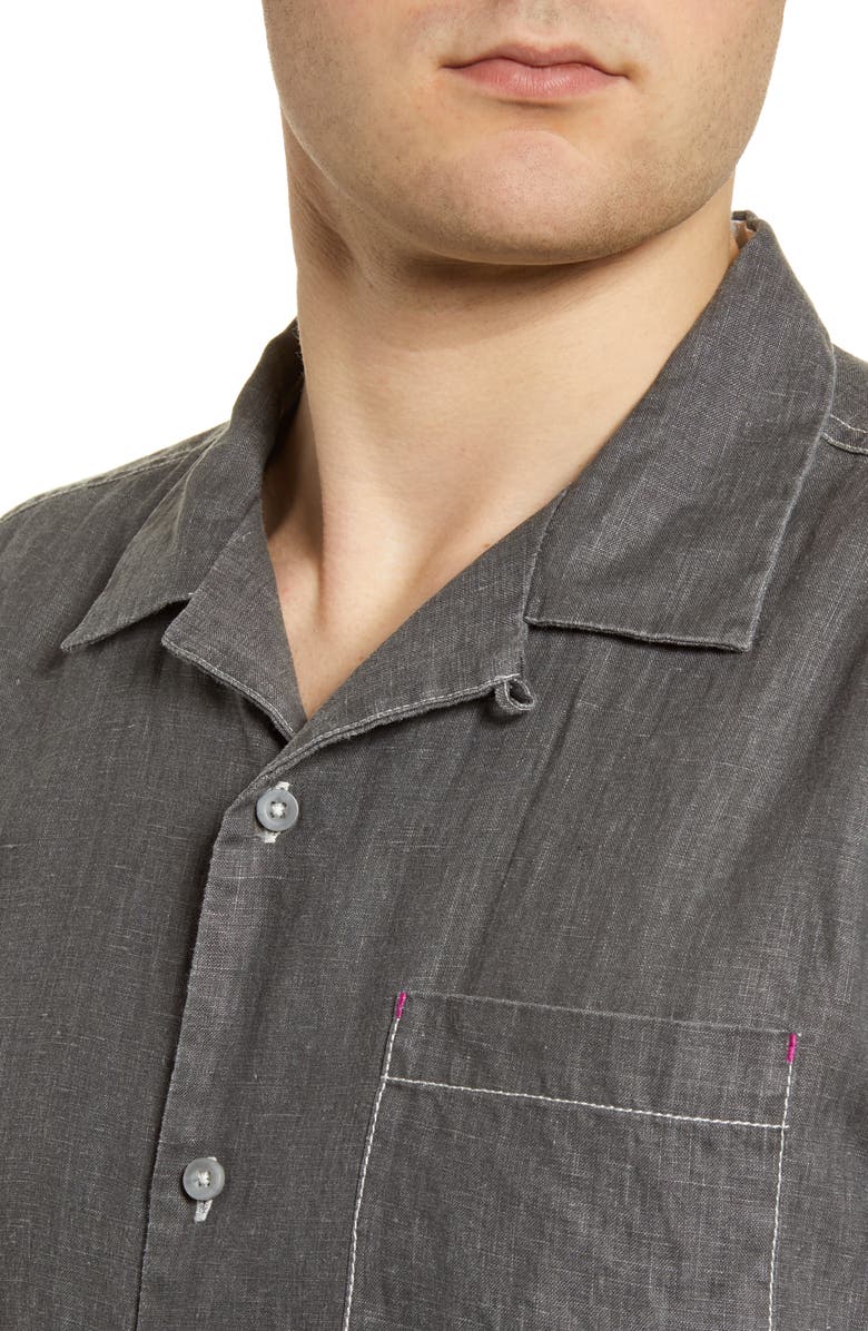 Tommy Bahama Sea Glass Short Sleeve Button-Up Linen Camp Shirt, Alternate, color,