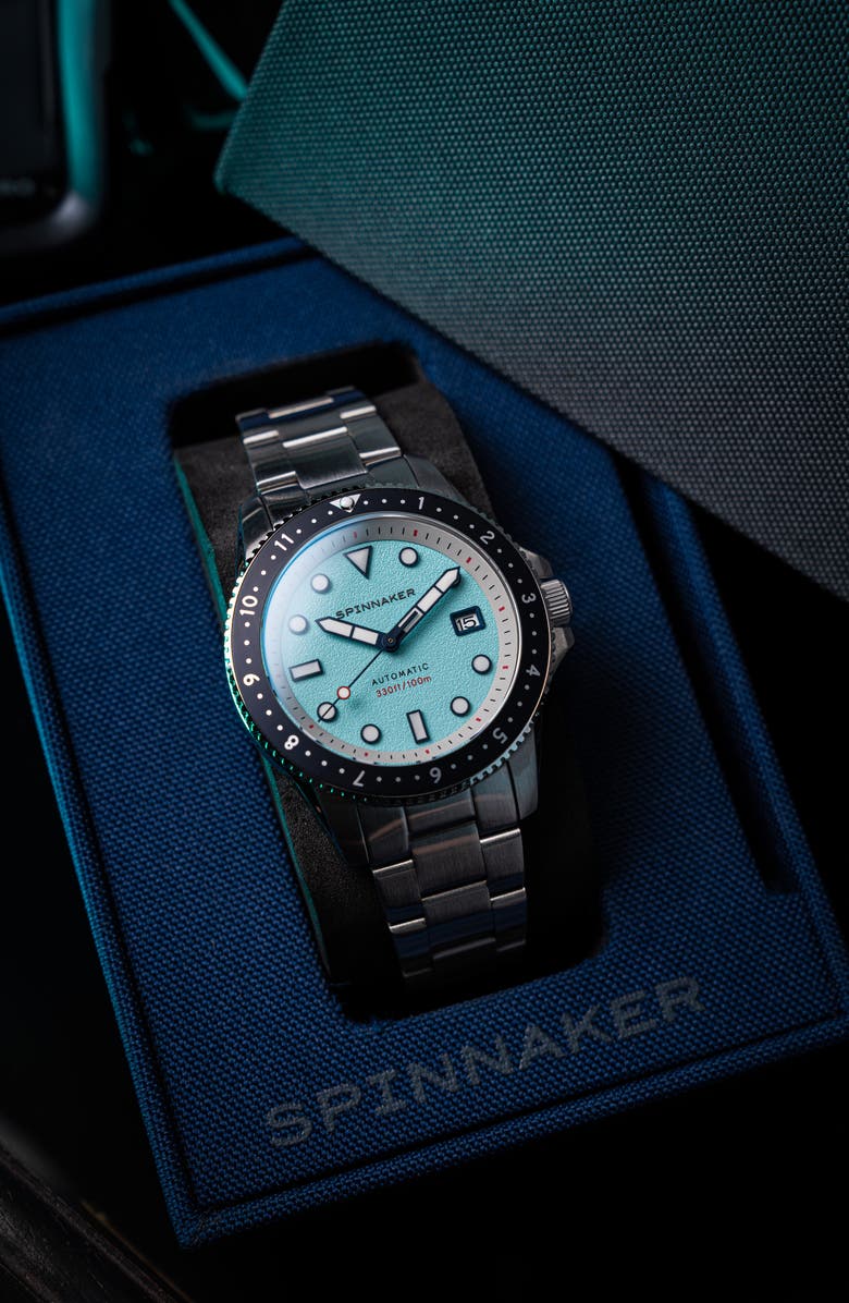 SPINNAKER Croft Pioneer Automatic Bracelet Watch, 42mm, Alternate, color, Blue