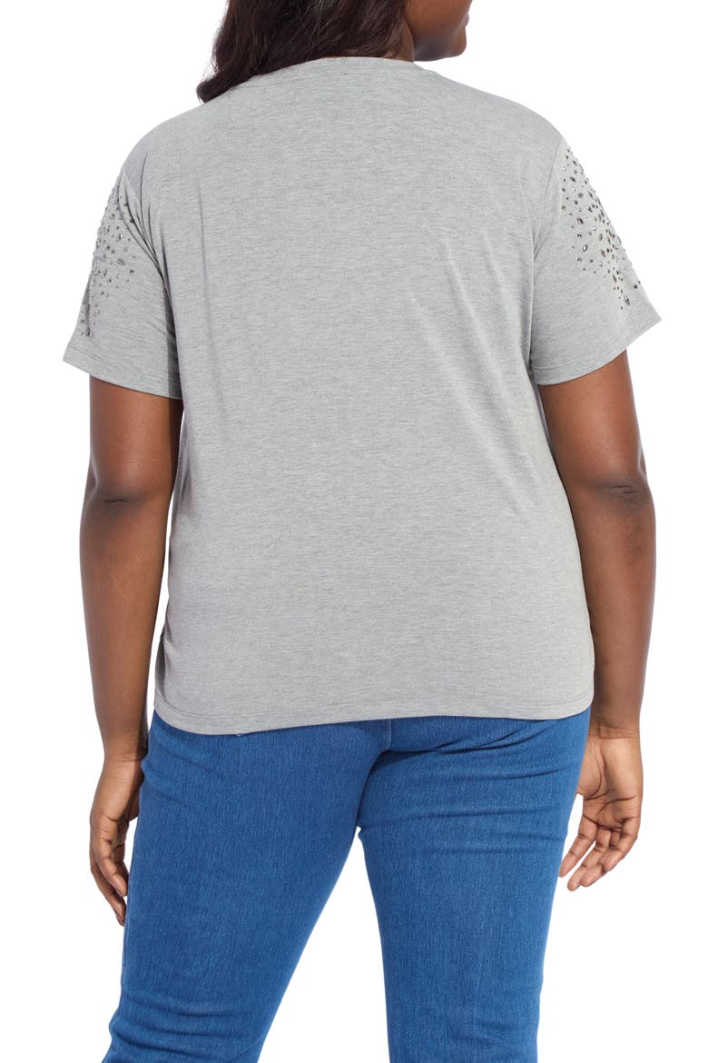 Malva Rhinestone Embellished Short Sleeve Top, Alternate, color, DARK HEATHER GREY